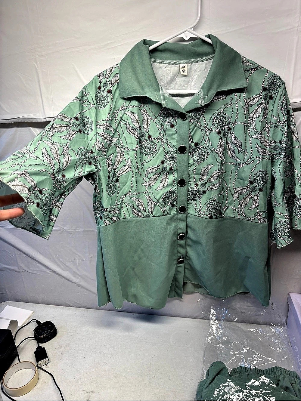 Green Paisley Two-Piece Set Size 6 Like New